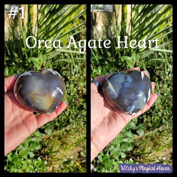 Orca Agate Gemstone Heart - Picture 1 of 3